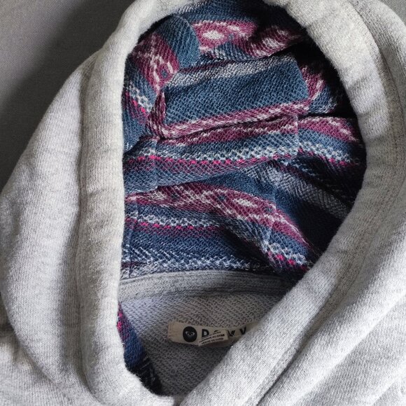 Roxy street wear hoodie women's size M grey knit kangaroo pocket - Picture 6 of 9